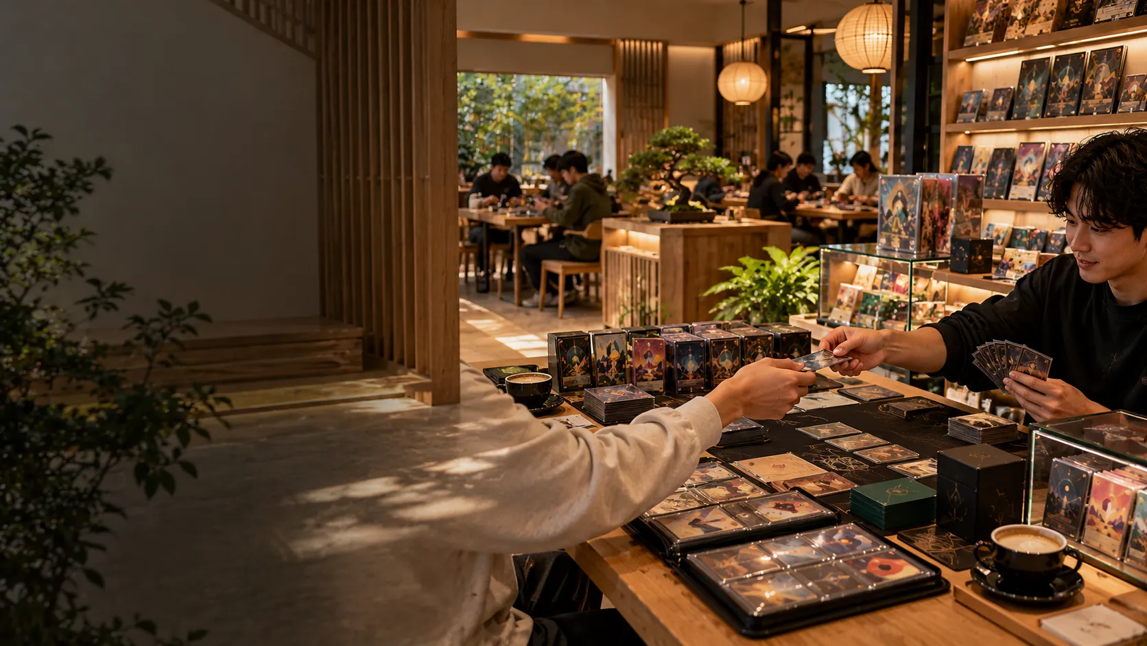 Trading card café concept